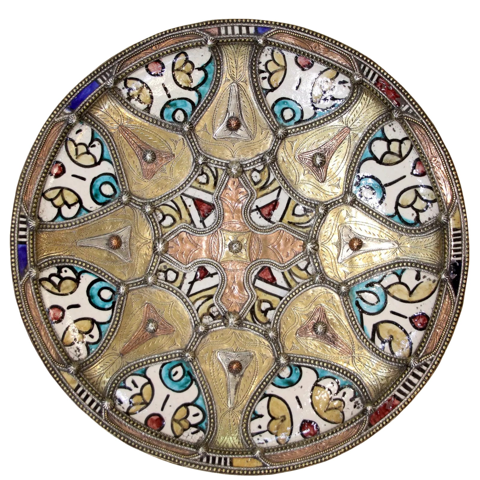 Plat serti — Étoile blanche polychrome
