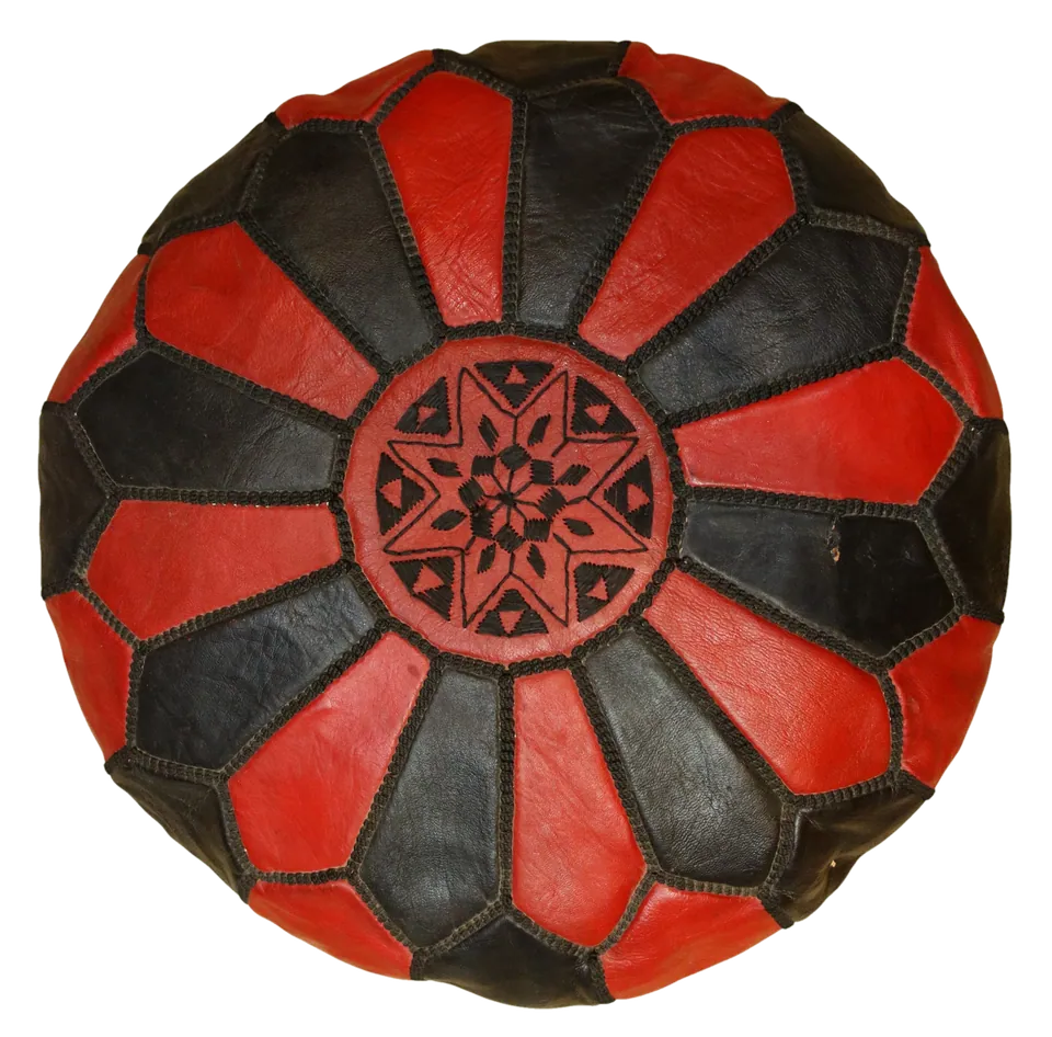 Pouf Rosace rouge & noir