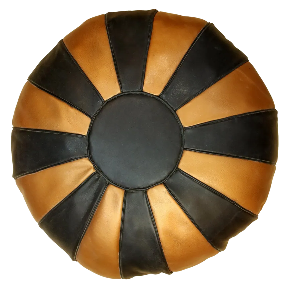 Pouf Quartiers — Caramel & noir