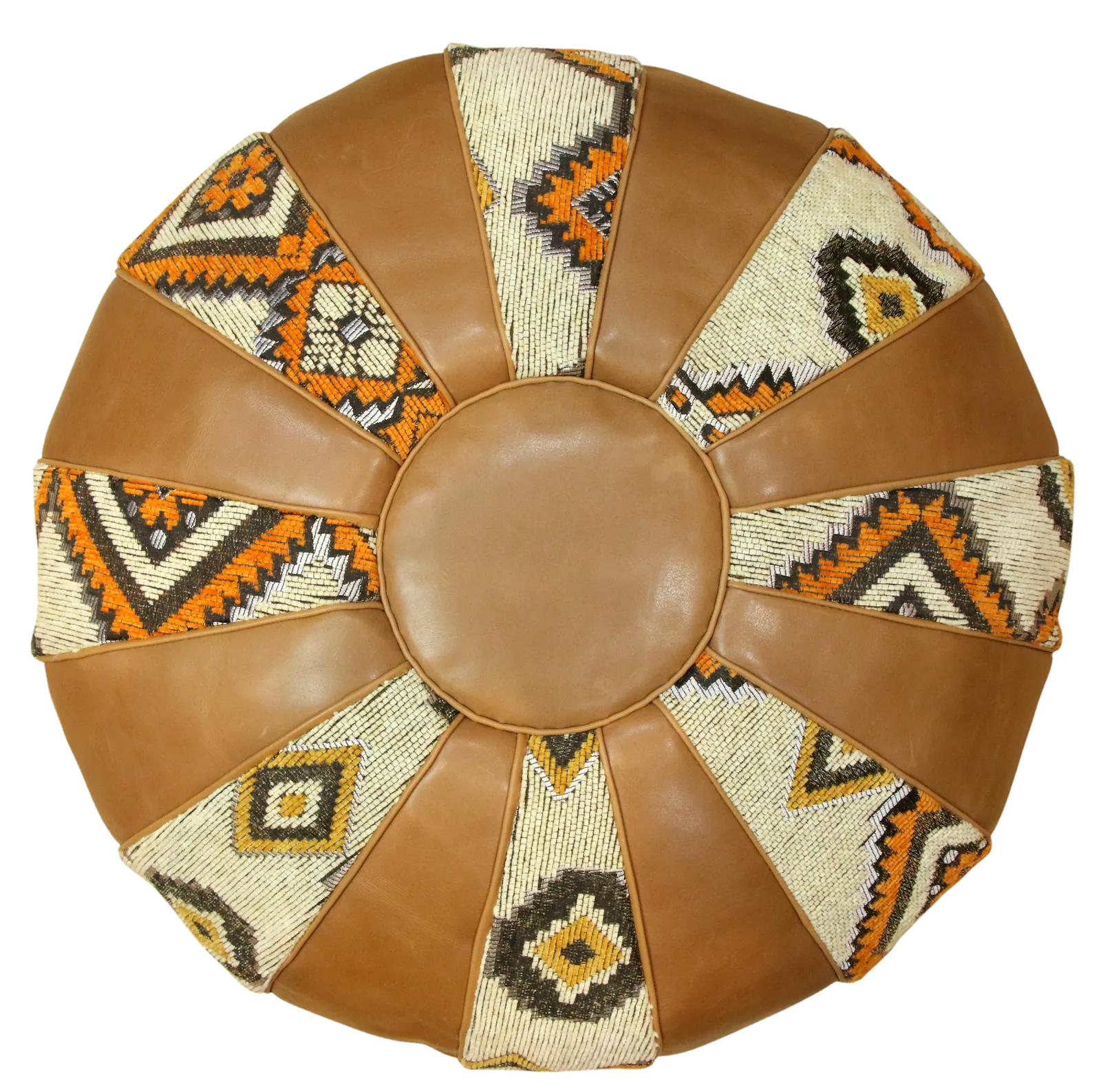 Pouf Kilim & cognac