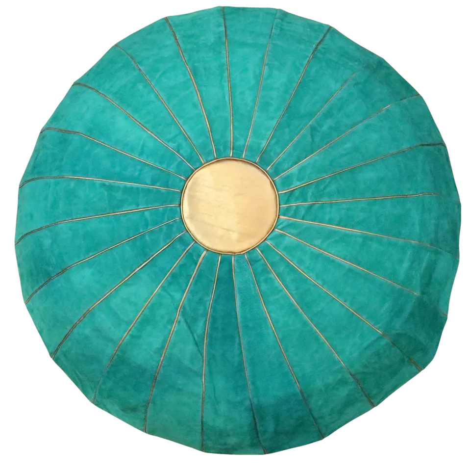 Pouf Rayon — Turquoise & or