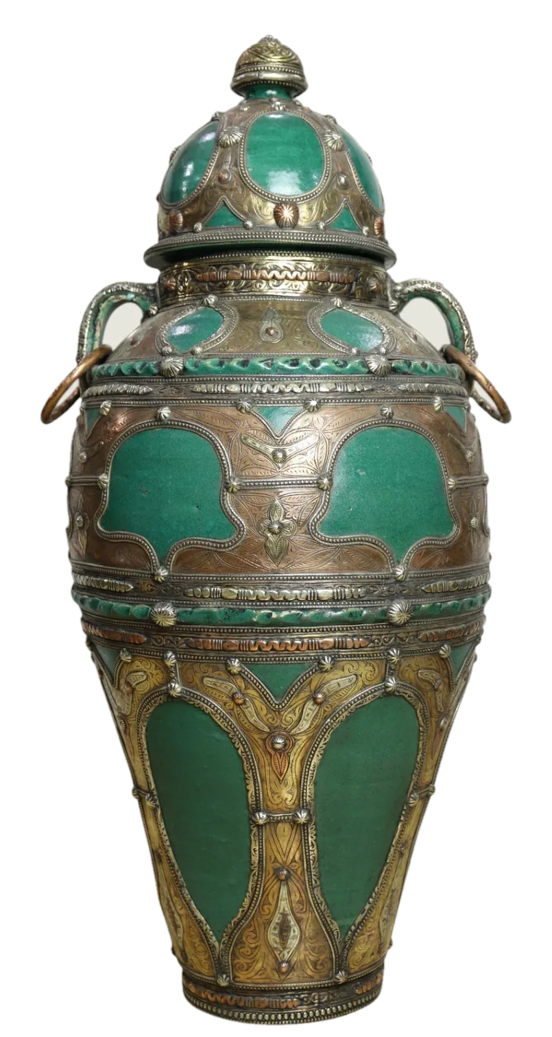 Vase couvert — Malachite & laiton