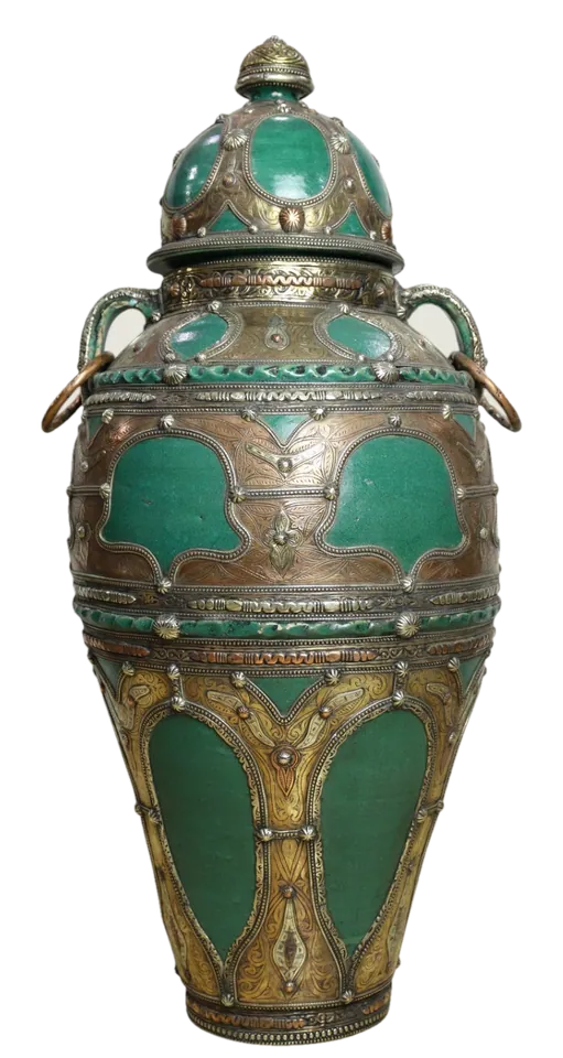 Vase couvert — Malachite & laiton