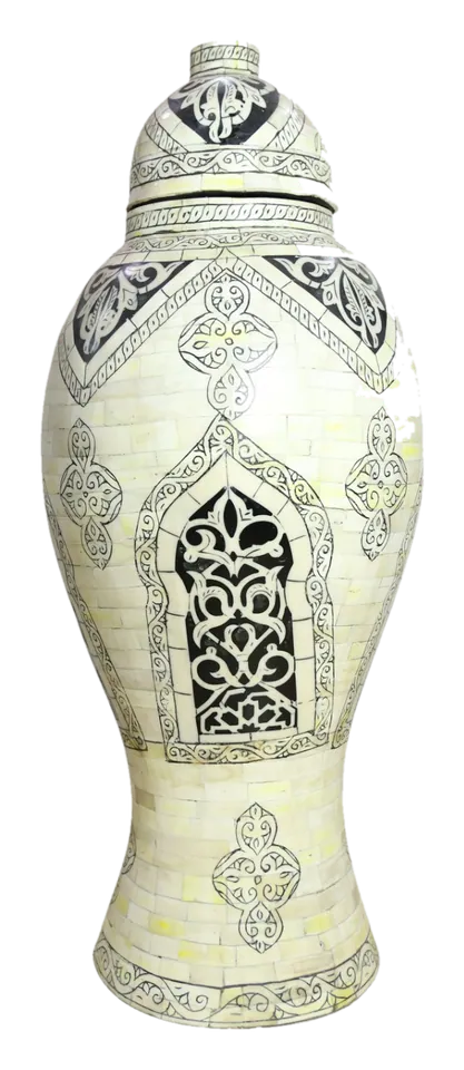 Vase couvert — Blanc ajouré