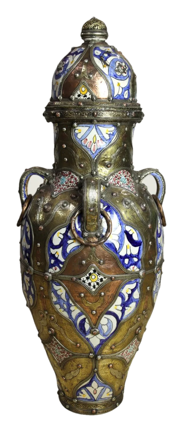 Vase couvert — Cobalt & laiton
