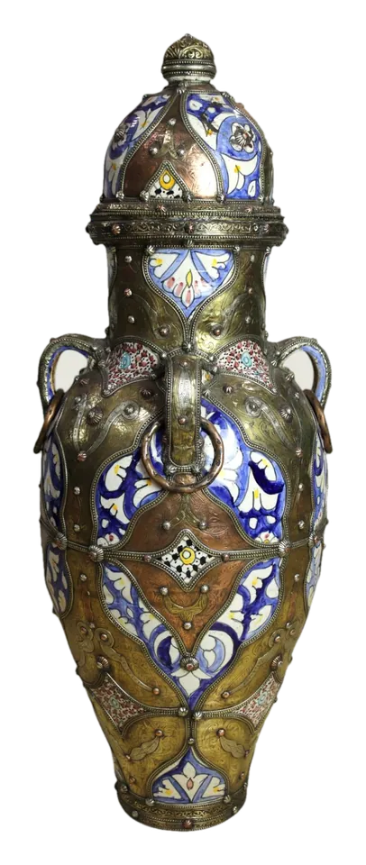 Vase couvert — Cobalt & laiton